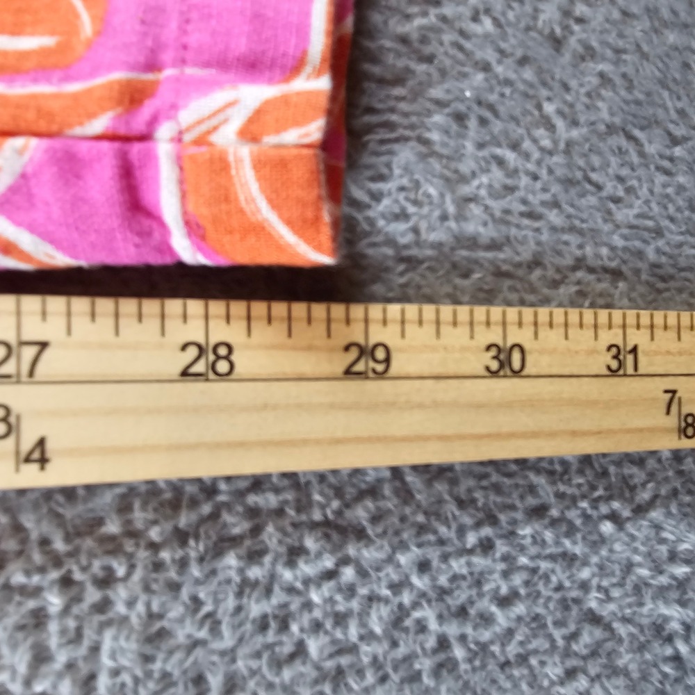 Sincerely Jules Pink Orange Tropical Leaf Print Linen Blend Wide Leg Pants 12 - Picture 7 of 9
